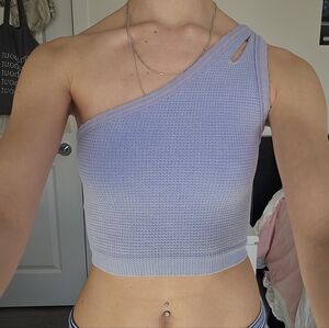 Urban Outfitters Lavender One-Shoulder Knit Crop Top